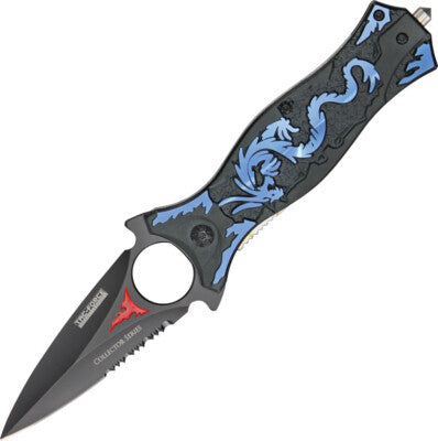 Tac Force Blue Dragon Dagger Flipper Folding Knife, Assisted Opening, TF-707BL