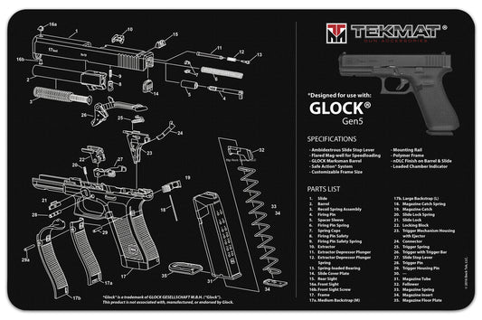TekMat TEK-R17-GLOCK-G5 Gun Cleaning Mat, 11"x17", Glock Gen 5