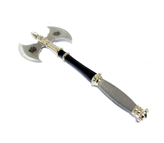 Defender 21″ Medieval Double Blade Stainless Steel Axe with Wall Plaque 2141