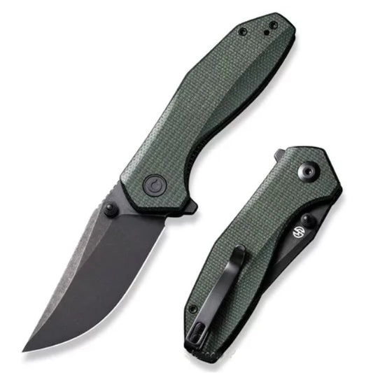 CIVIVI ODD 22 Flipper Folding Knife, 14C28N Black SW, Micarta Green, 21032-2