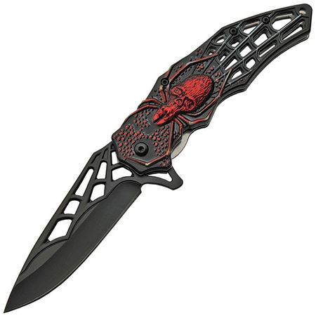 CNM Web Skull Folding Knife, Aluminum Handle, Assisted Opening, CN300451RD
