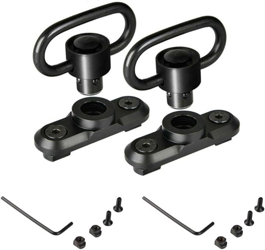 2pcs QD Sling Swivel Mount, Removable Sling Heavy Duty Push Button Quick Release, Swivel Adapter Rail Mount