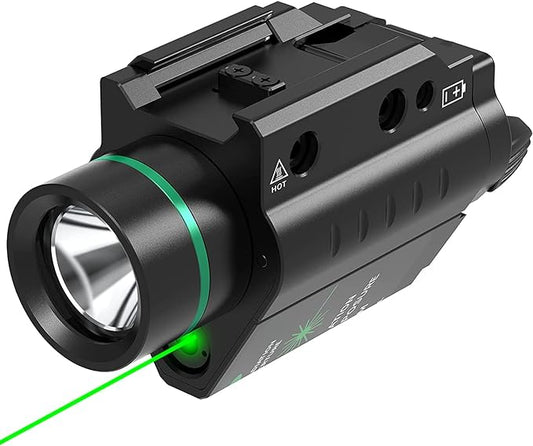 200 Lumen LED Flashlight Laser with Picatinny Rail Mount (Green Laser)