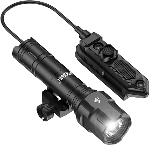 1200 Lumen Tactical Flashlight Matte Black LED Weapon Light with Pressure Switch, 3 Modes - High/Low/Strobe, Fixed Picatinny Flashlight Mount Black
