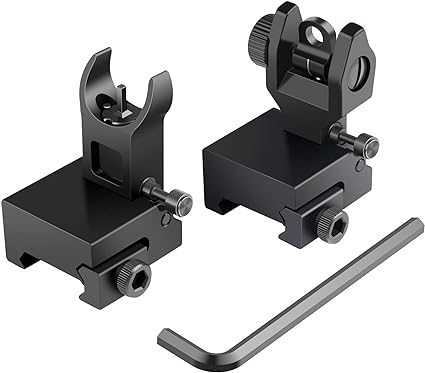 Flip Up Rear Front and Iron Sights Best Backup fits Picatinny & Weaver Rails