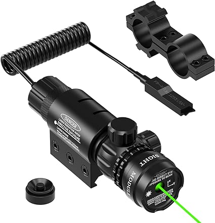 Tactical Green Laser Sight 532nm with Picatinny Rail Mount Pack, Black