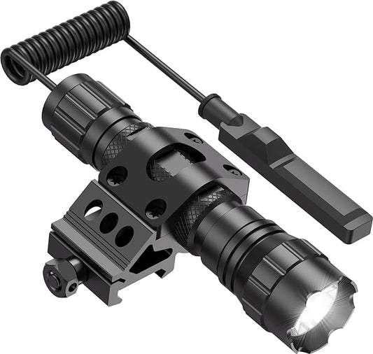 Tactical Flashlight 1200 Lumen LED Light with Picatinny Rail Mount for Outdoor Hunting Shooting and Remote Switch Included