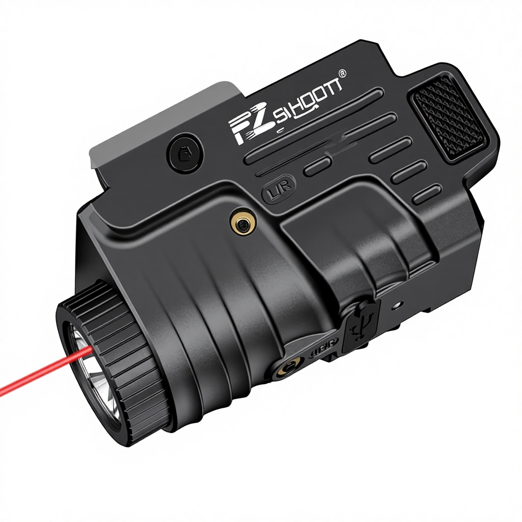 Tactical Flashlight 800 Lumens Compact Red Laser Light Combo Rechargeable Compatible with Pistol Glock and Picatinny