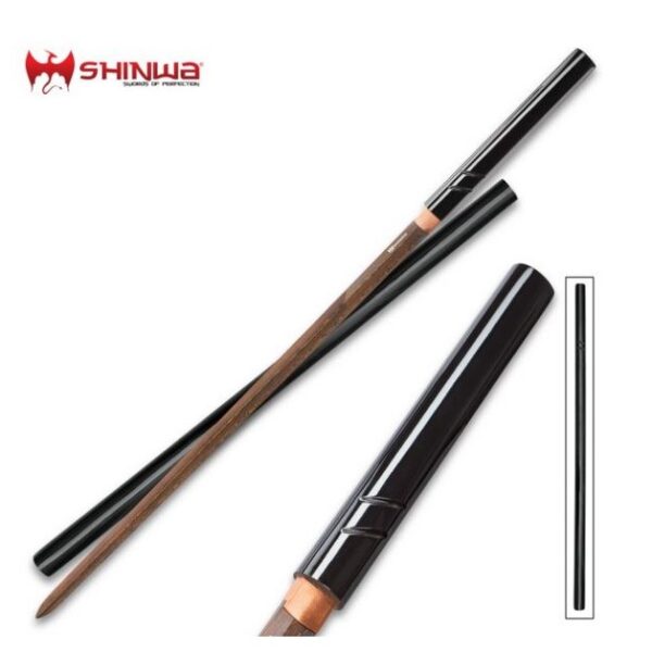 Shinwa Double Edged Shirasaya Sword, Damascus Steel, KZ351BDDE