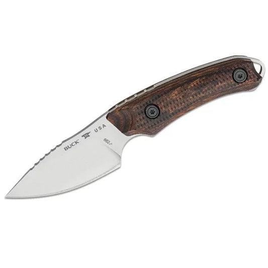 Buck 662 Alpha Scout Fixed Blade Knife 2.875″ S35VN Satin Drop Point, Walnut Dymalux Handles, Leather Sheath