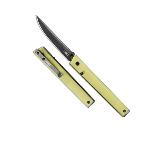 CRKT CEO Bamboo Slimline Folding Knife, GRN Yellow, CRKT7096YGK