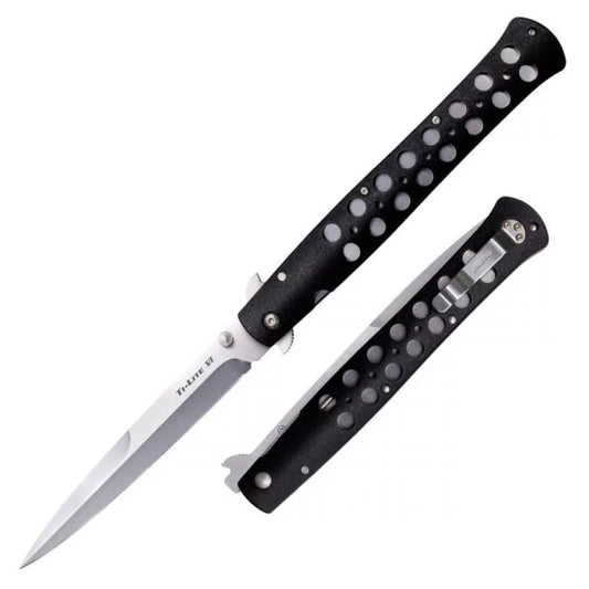 Cold Steel Ti-Lite Folding Knife, AUS 8A 4″, Black Handle, 26SP