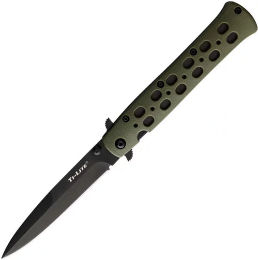 Cold Steel Ti-Lite Flipper Folding Knife, AUS8A Black 4″, OD Green, 26SPODBK