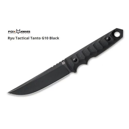 Fox Italy Ryu Tactical Fixed Blade Knife, Niolox Steel Tanto, G10, Kydex Sheath, FX-634