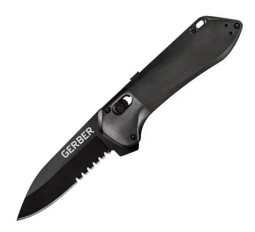 Gerber Highbrow Compact Folding Knife, Assisted Opening, Serrated, Onyx Handle G30001525