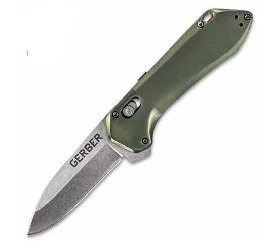 Gerber Highbrow Folding Knife, Assisted Opening, Plain Edge, Aluminum Green G30001526