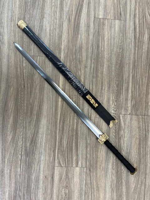Handmade Chinese Sword Han Jian Damascus Folded Steel Blade Very Sharp Cut