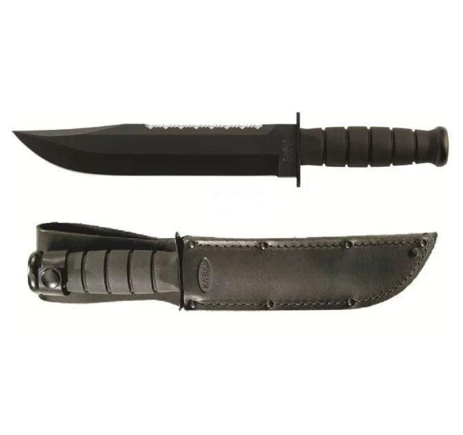 Ka-Bar Big Brother Fixed Blade Knife, 1095 Cro-Van, Leather Sheath, 2211