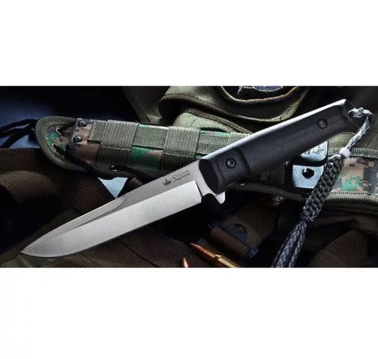 Kizlyar Alpha Fixed Blade Knife, AUS 8 Satin, MOLLE Sheath, KK0002