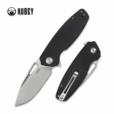 Kubey Flipper Folding Knife, D2, G10 Black, KU322A