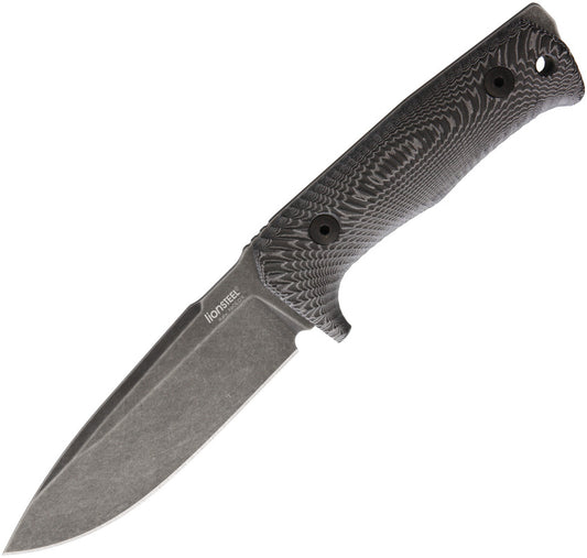Lion Steel T5 Fixed Blade Knife, Niolox Black, Micarta Black, Leather Sheath, T5B MI