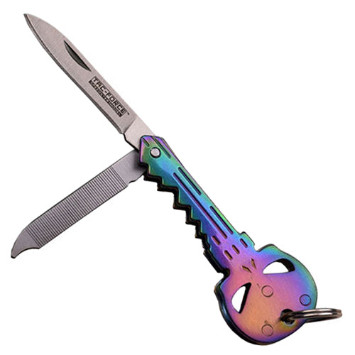 TF-920MX Stainless Steel Titanium Coated Handle Folding Knife Rainbow