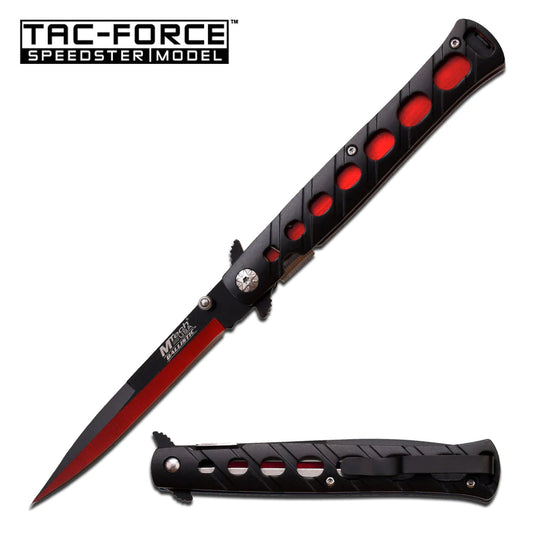 MTech A317RD Stiletto Folding Knife, Assisted Opening, Two-Tone Red