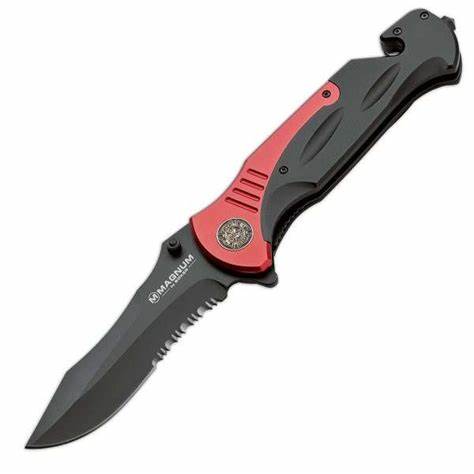 Boker Magnum Fire Chief Folding Knife, Assisted Opening, 440, 10.6" Overall, 01LL313