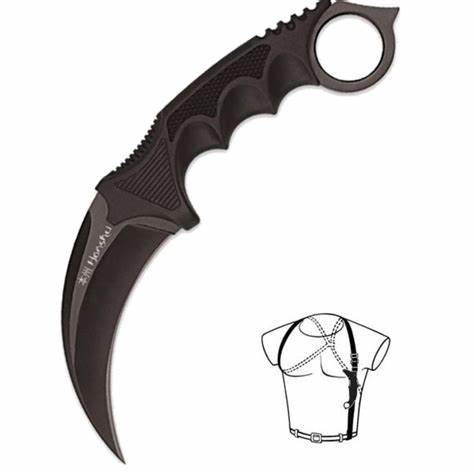 Honshu Fixed Blade Karambit Knife, Shoulder Harness, UC2791
