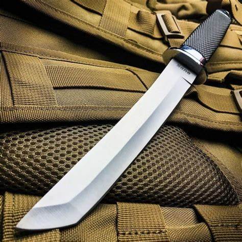 Tanto Style Fixed Blade Knife, AUS 6, Leather Sheath, BK622