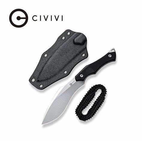 CIVIVI Vaquita II Fixed Blade Knife, Nitro-V, G10 Black, Kydex Sheath, C047C-1