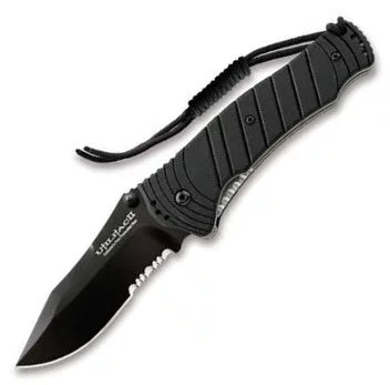 OKC JPT 3S Joe Pardue Folding Knife, AUS 8A, Square Black Handle, 8906