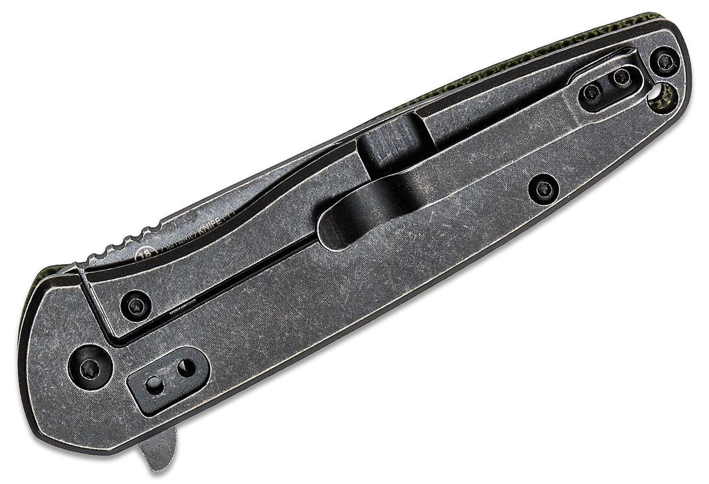 OKC Shirka Flipper Framelock Knife, AUS 8 Black, Micarta/Titanium, 8599GR