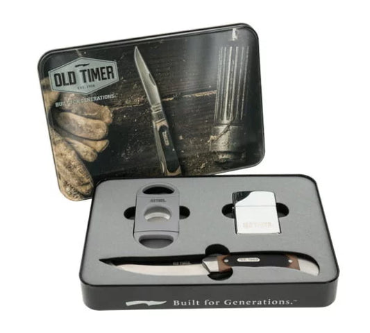 Old Timer 1158666 Folding Knife with Lighter and Cigar Gift Tin