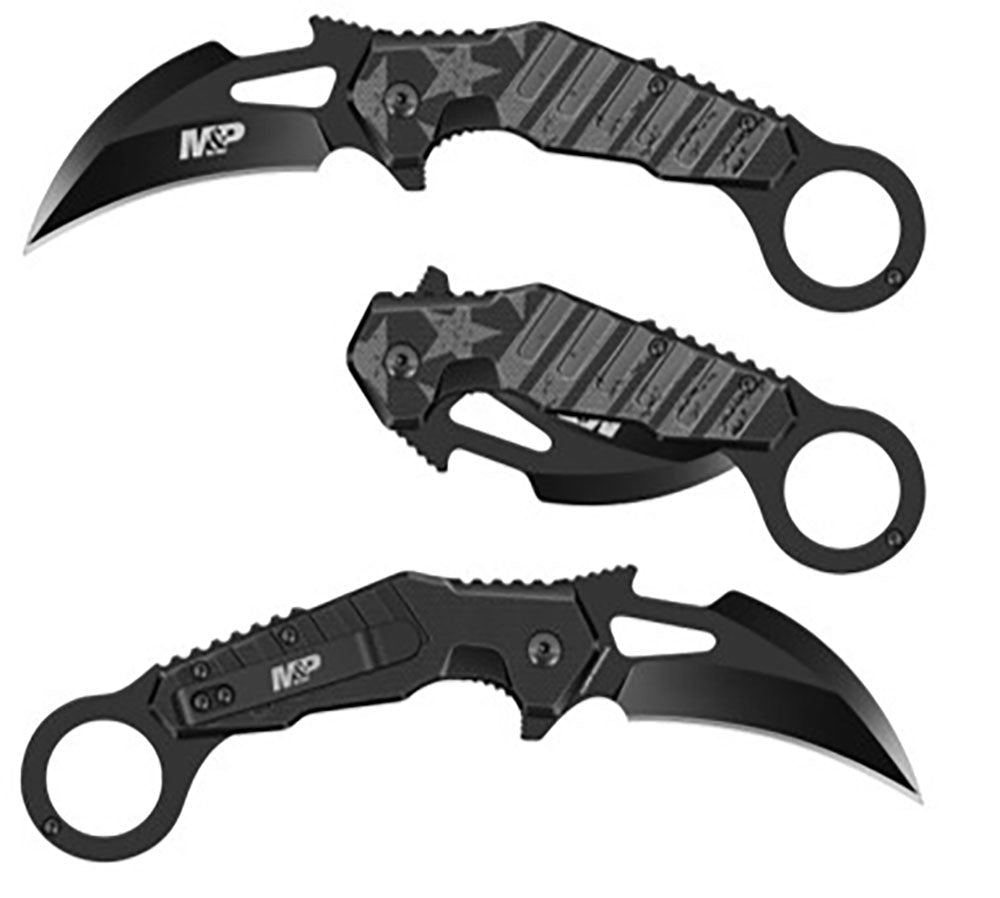 Smith & Wesson Karambit Flipper Folding Knife, Stainless Black, 1200649
