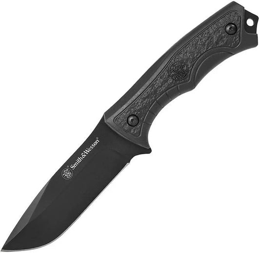 Smith & Wesson Drop Point Fixed Blade Knife, Black Nylon Sheath, SWF6