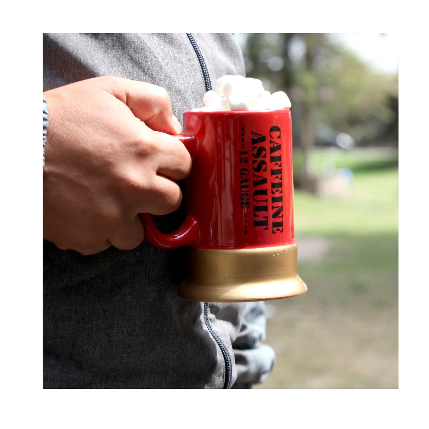 Caliber Gourmet Caffeine Assault Mug, 12 Gauge, Red