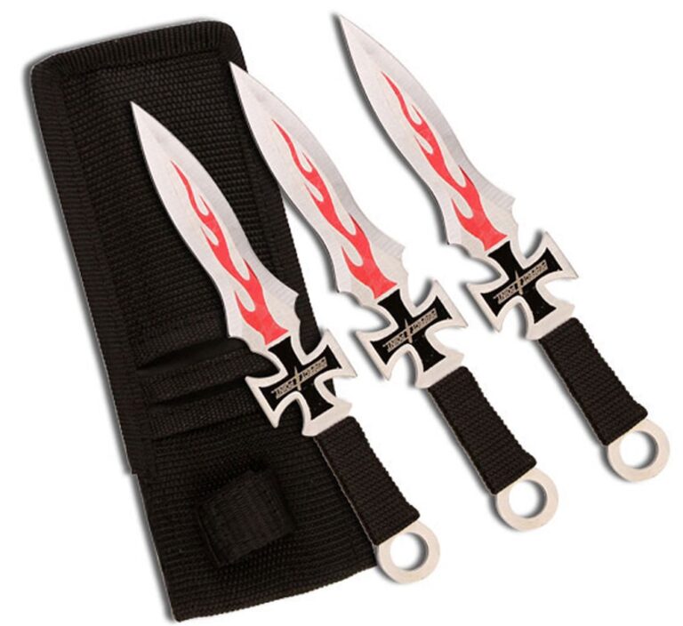 Perfect Point 7” Throwing set Silver Blade W/Flames PP-020-3
