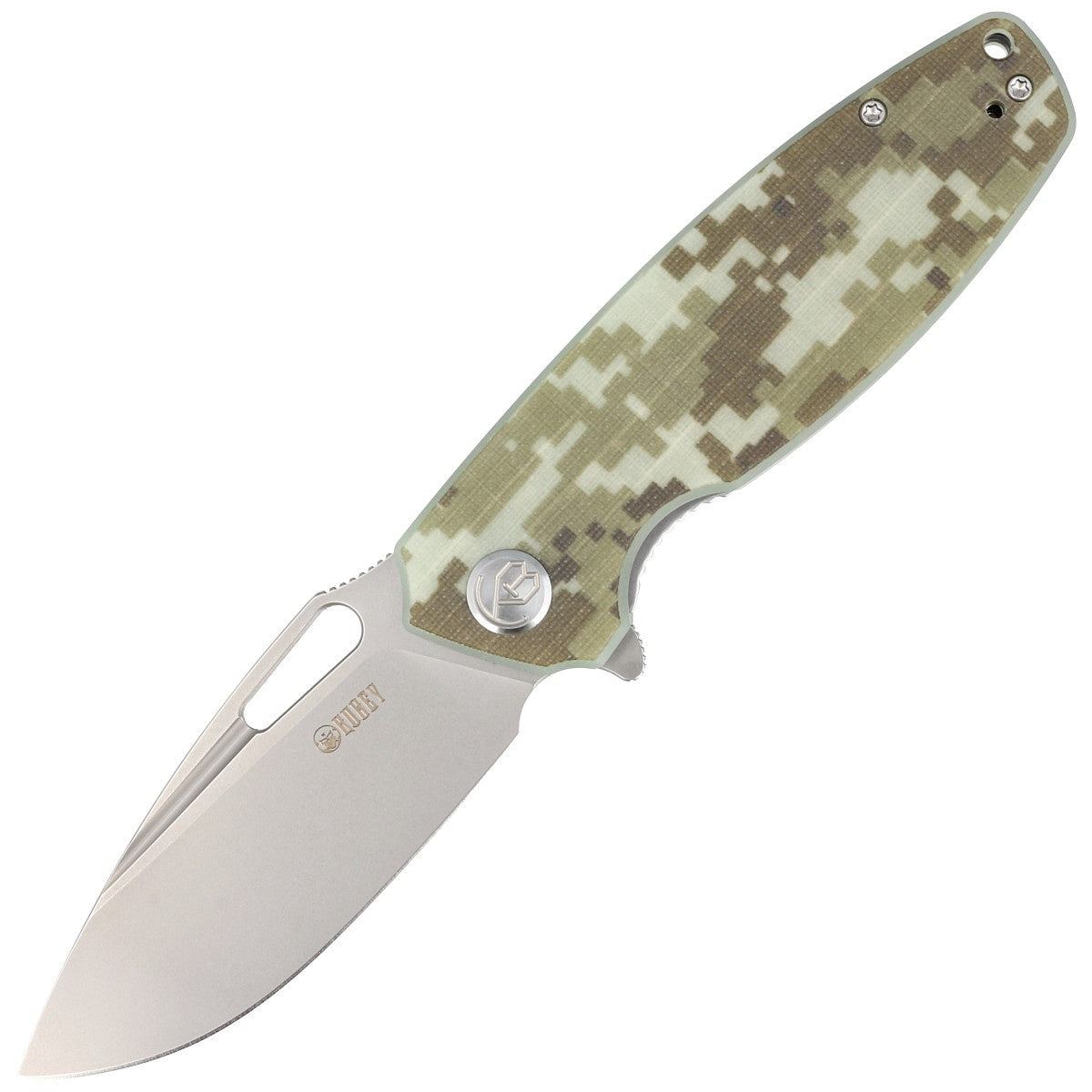Kubey Flipper Folding Knife, D2 Steel, G10 Green, KU322K