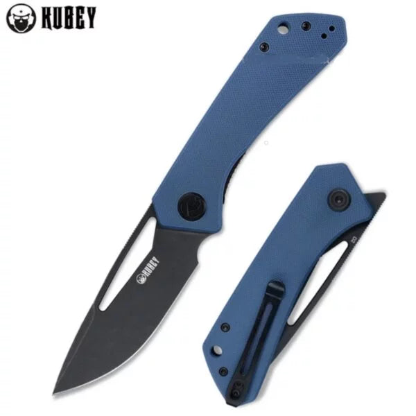 Kubey Front Flipper Folding Knife, D2 Black SW, G10 Denim Blue, KU331C