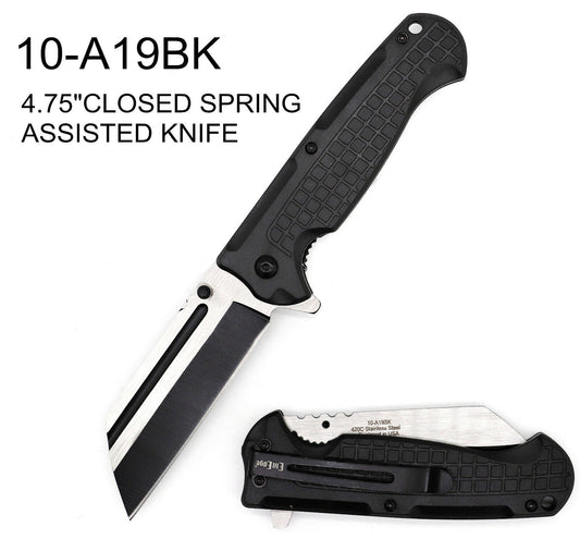 ElitEdge Flipper Folding Knife, Assisted Opening, Two Tone Blade, Stainless/G10, 10A19G10