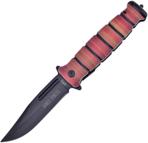 COMBAT FIGHTER KNIFE UC3554 Assisted Folder, Brown Aluminum Handle