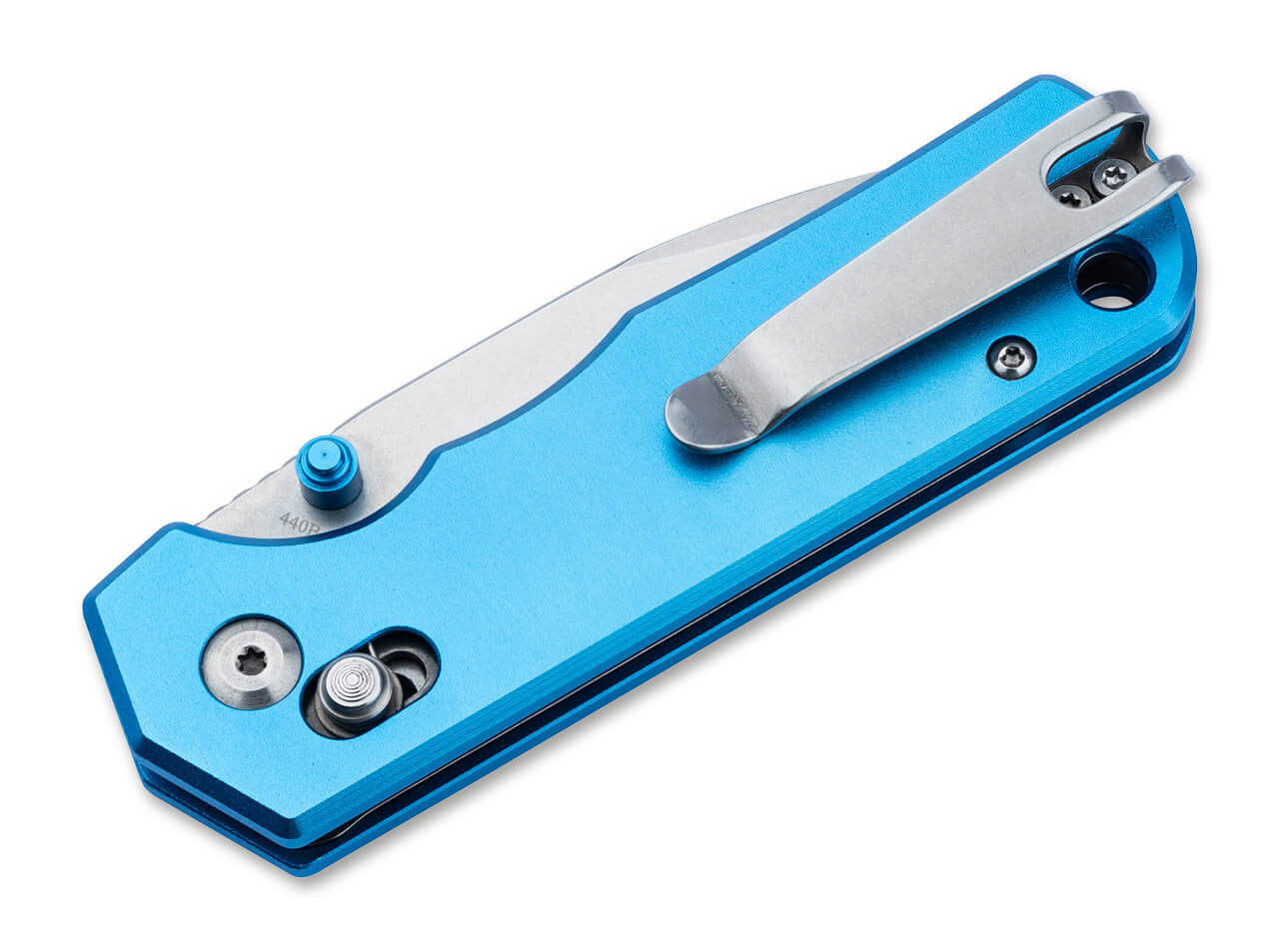 Boker Magnum Rockstub Folding Knife, 440B, Aluminum Blue, 01SC711