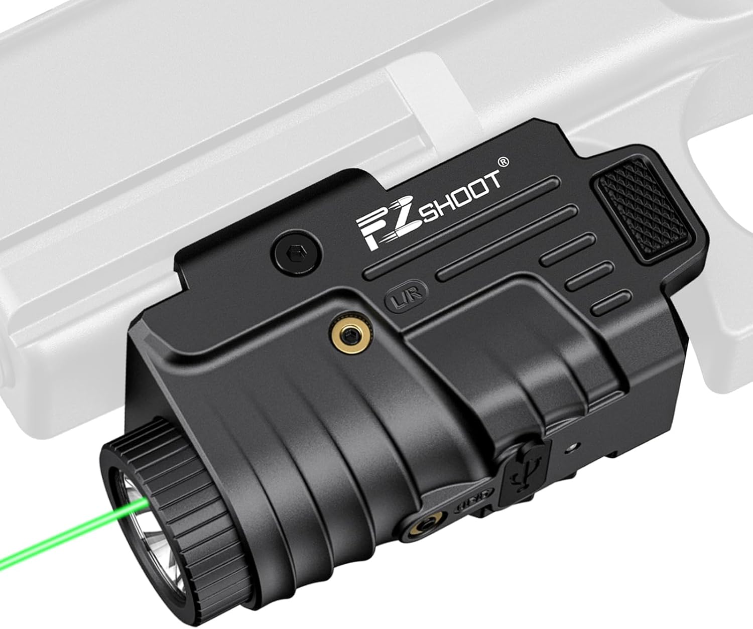Tactical Flashlight 800 Lumens Compact Green Laser Light Combo Rechargeable Compatible with Pistol Glock and Picatinny