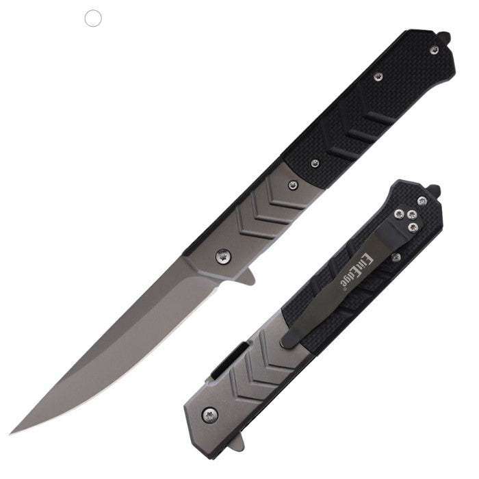 ElitEdge Flipper Folding Knife, Assisted Opening, 420C Ti, G10 Black, 10-A106BK
