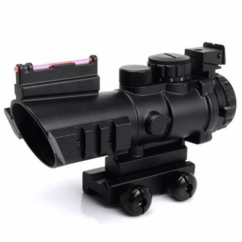 AIM Sports 4X32 Three-Color Illuminated Scope W/Fiber Optic Sight JTDFO432G