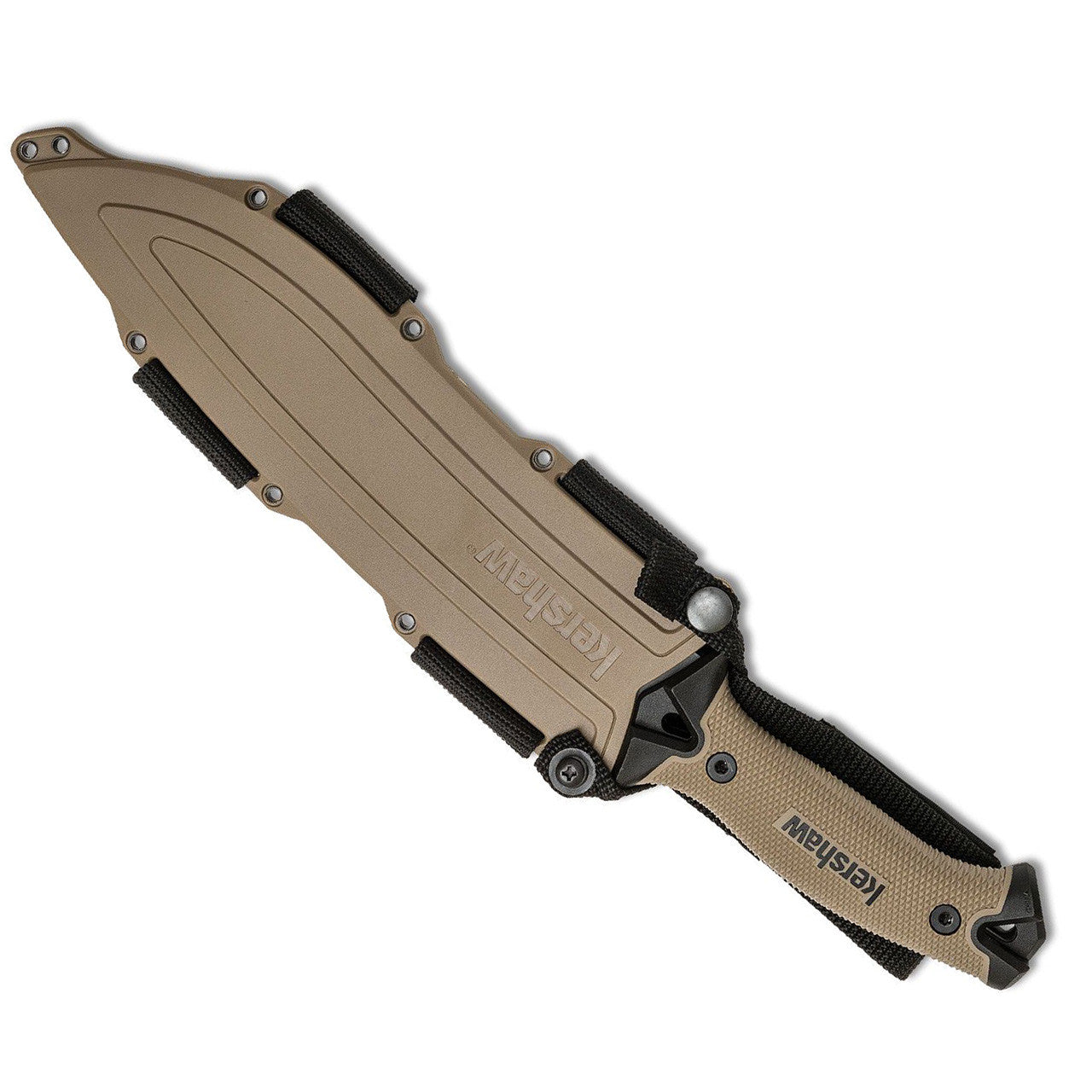 Kershaw Camp 10 Fixed Blade Machete, 65Mn Steel, Tan Handle, 1077TAN