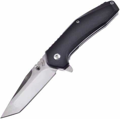 Frost Cutlery Steel Warrior Tanto Flipper Assisted Open, Black Aluminum Handle SW888B