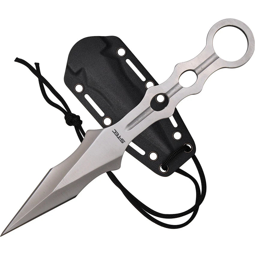 S-Tec Tactical Throwing Knife, Stainless Steel Double Edge, Kydex Neck Sheath, STTS200SL