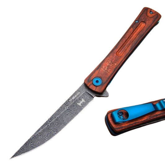 Shinwa Bloodwood Tanto Flipper Folding Knife, Stainless Steel, KZ1065